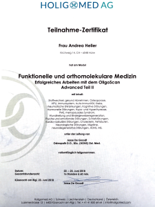 Orthomolekukare Medizin Zertifikat Advanced Teil II